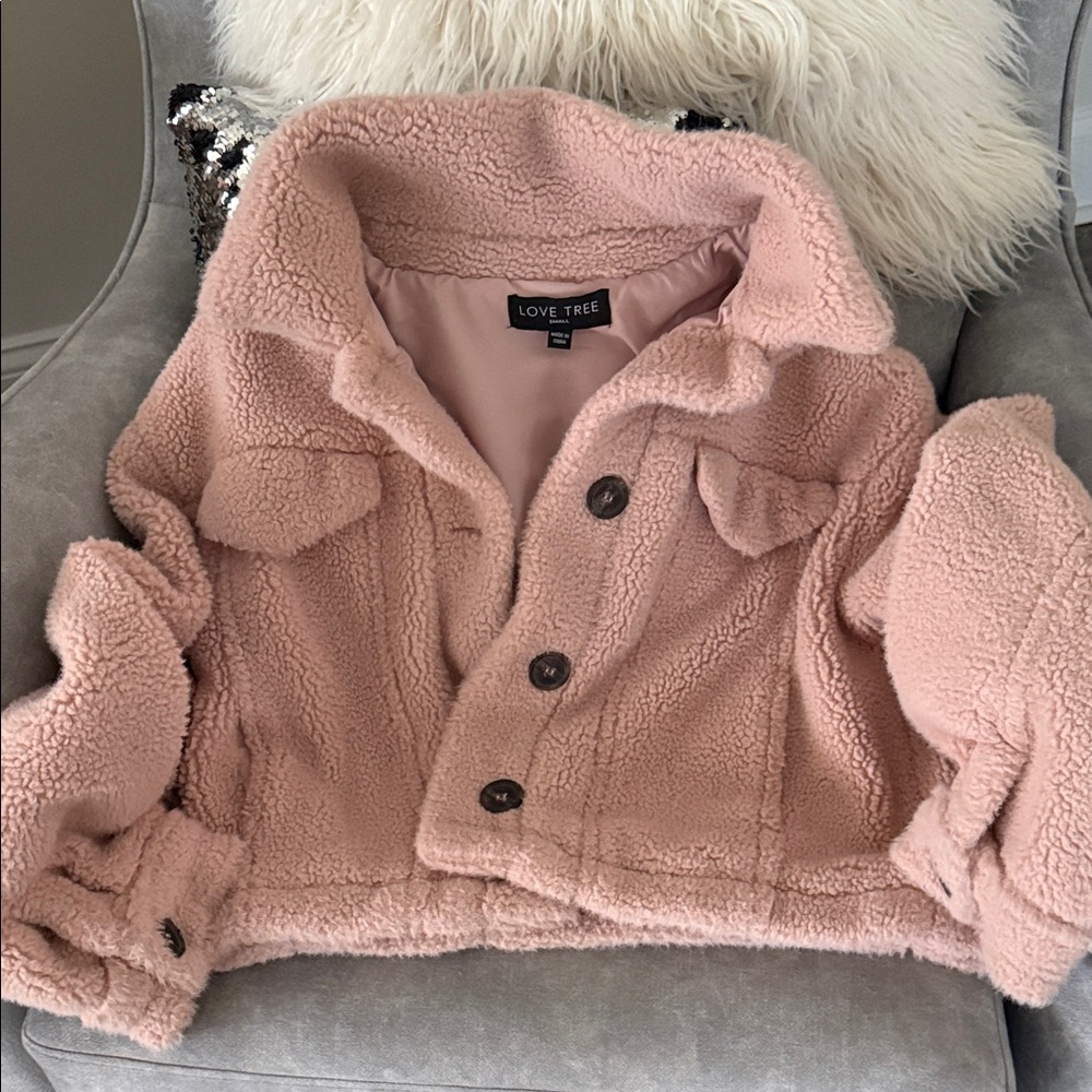 Love Tree Blush Sherpa teddy Jacket